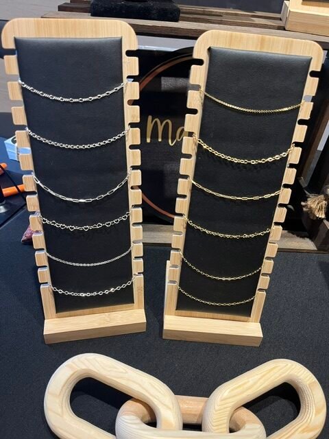 A selection of gold and silver chains